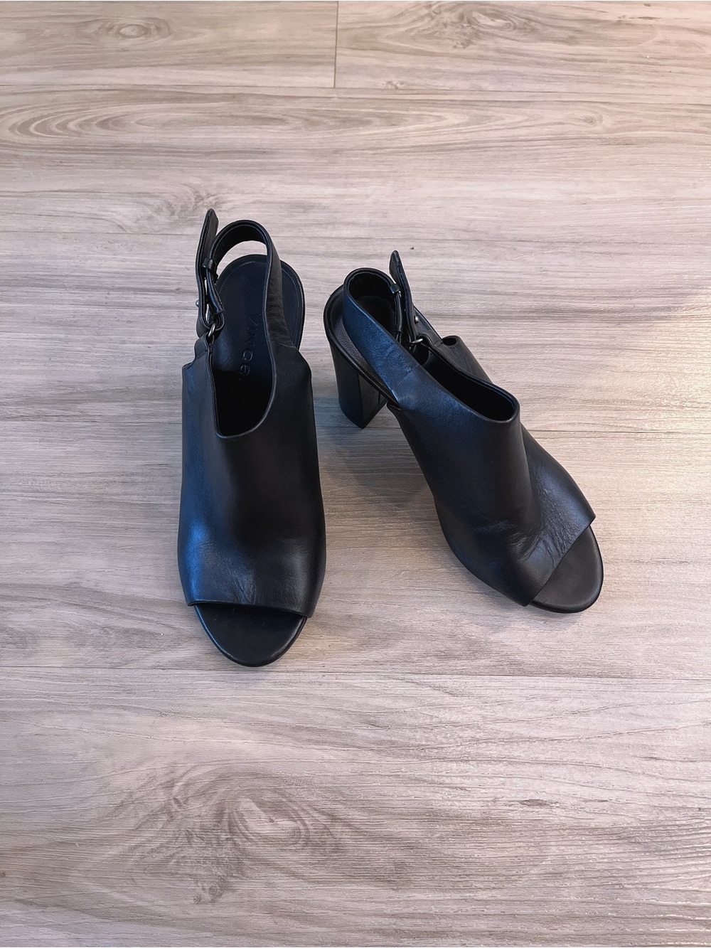 Vince Black Open-Toe Mules Heels